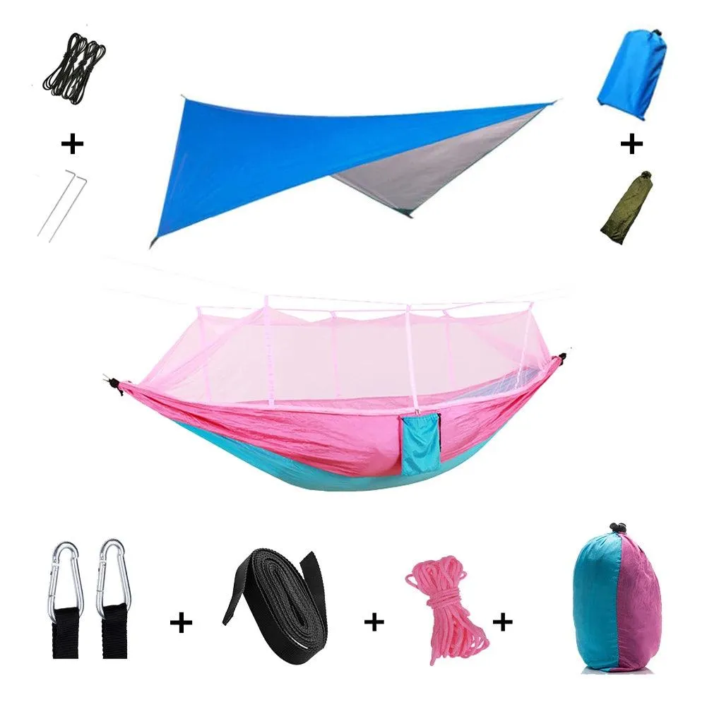 🏕️ Anti Outdoor Camping Hammock with Mosquito Net & Rain Tent | Portable Camp Bed, Survival Gear & Shelter for Two-Person Use 🏞️