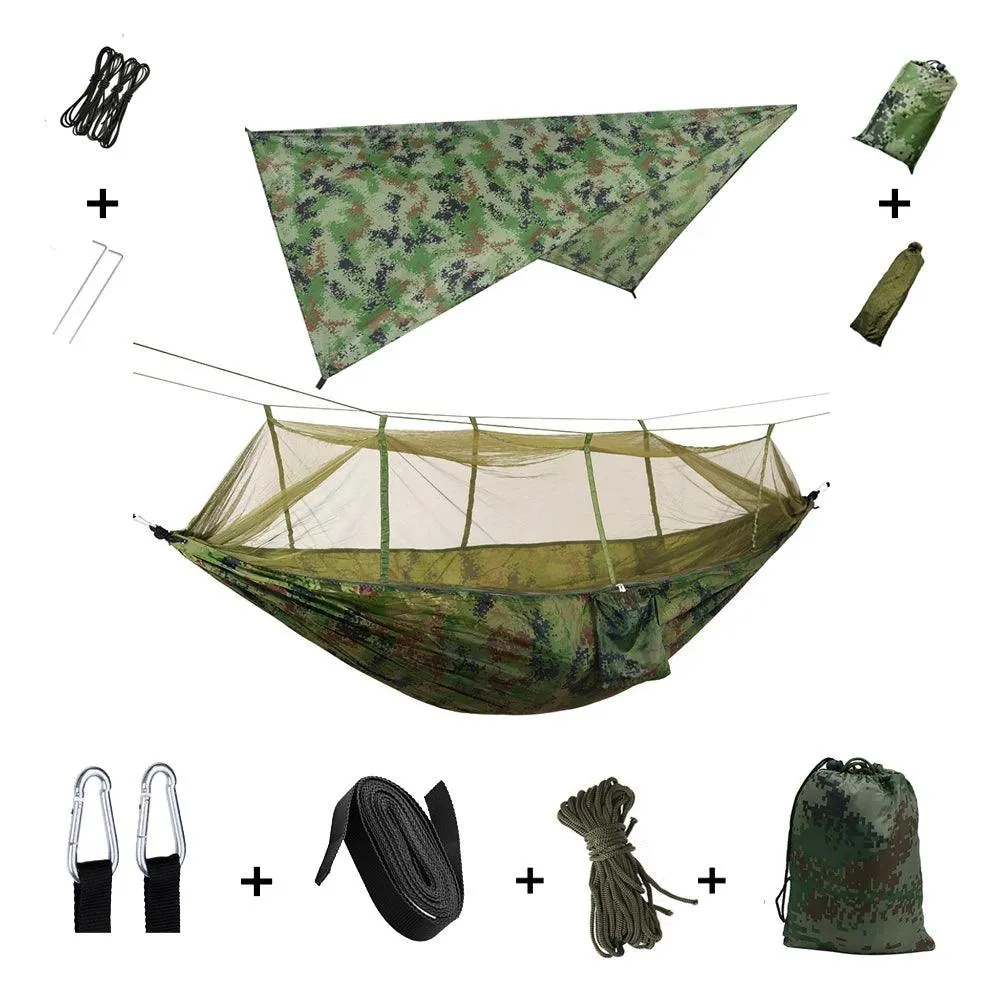 🏕️ Anti Outdoor Camping Hammock with Mosquito Net & Rain Tent | Portable Camp Bed, Survival Gear & Shelter for Two-Person Use 🏞️