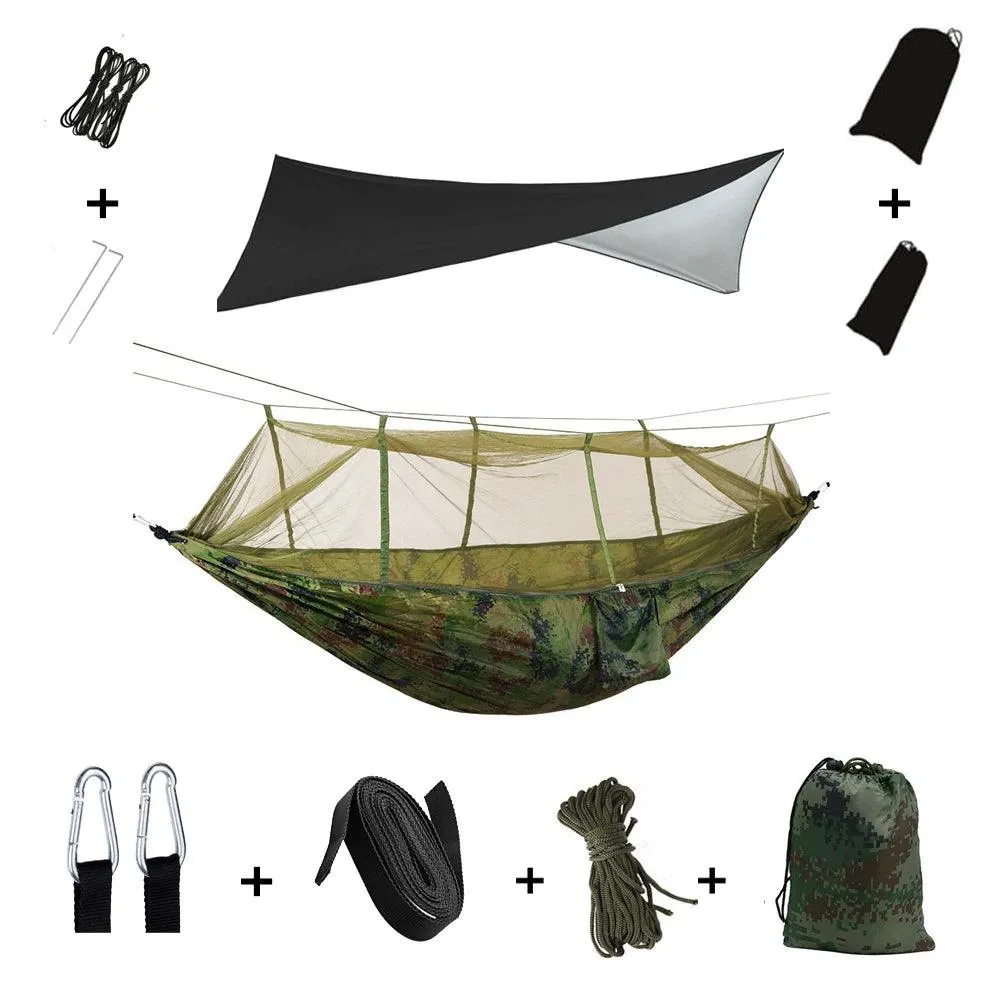 🏕️ Anti Outdoor Camping Hammock with Mosquito Net & Rain Tent | Portable Camp Bed, Survival Gear & Shelter for Two-Person Use 🏞️