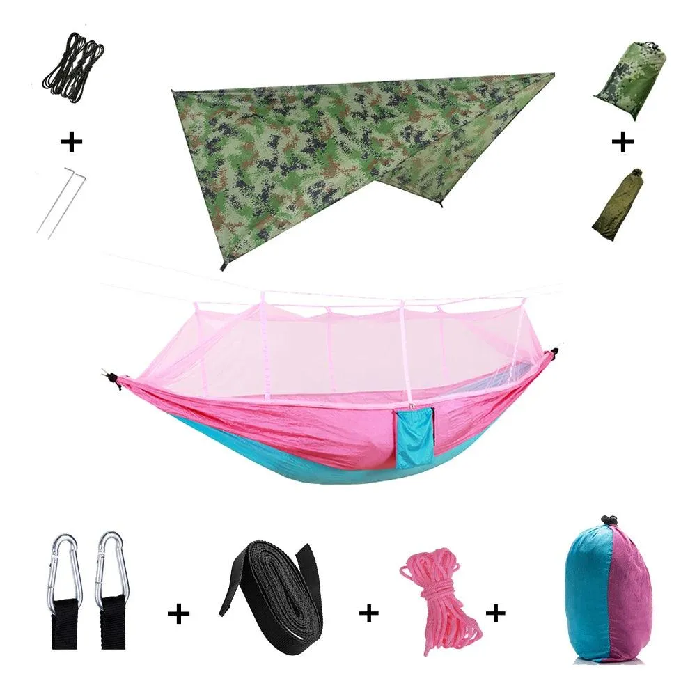 🏕️ Anti Outdoor Camping Hammock with Mosquito Net & Rain Tent | Portable Camp Bed, Survival Gear & Shelter for Two-Person Use 🏞️