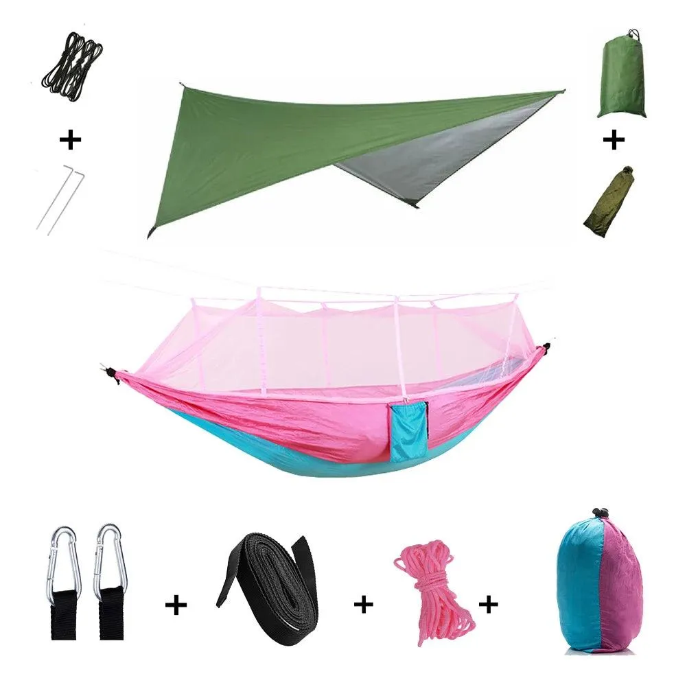 🏕️ Anti Outdoor Camping Hammock with Mosquito Net & Rain Tent | Portable Camp Bed, Survival Gear & Shelter for Two-Person Use 🏞️