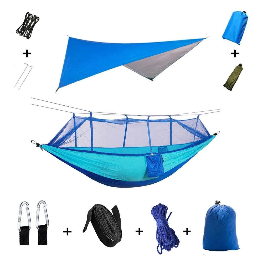 🏕️ Anti Outdoor Camping Hammock with Mosquito Net & Rain Tent | Portable Camp Bed, Survival Gear & Shelter for Two-Person Use 🏞️