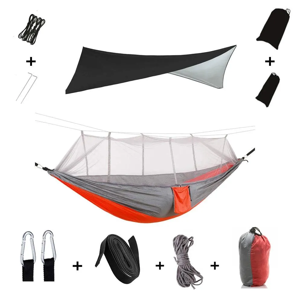 🏕️ Anti Outdoor Camping Hammock with Mosquito Net & Rain Tent | Portable Camp Bed, Survival Gear & Shelter for Two-Person Use 🏞️