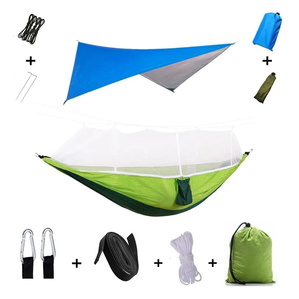 🏕️ Anti Outdoor Camping Hammock with Mosquito Net & Rain Tent | Portable Camp Bed, Survival Gear & Shelter for Two-Person Use 🏞️