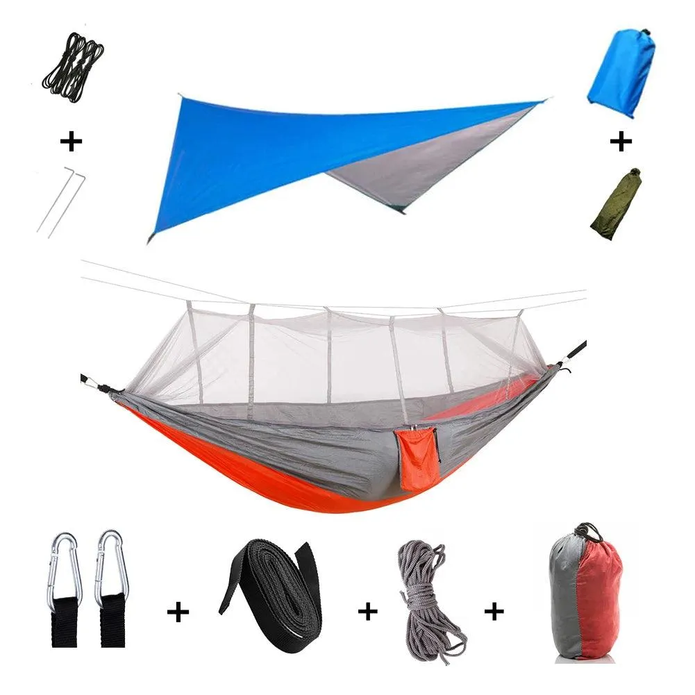 🏕️ Anti Outdoor Camping Hammock with Mosquito Net & Rain Tent | Portable Camp Bed, Survival Gear & Shelter for Two-Person Use 🏞️