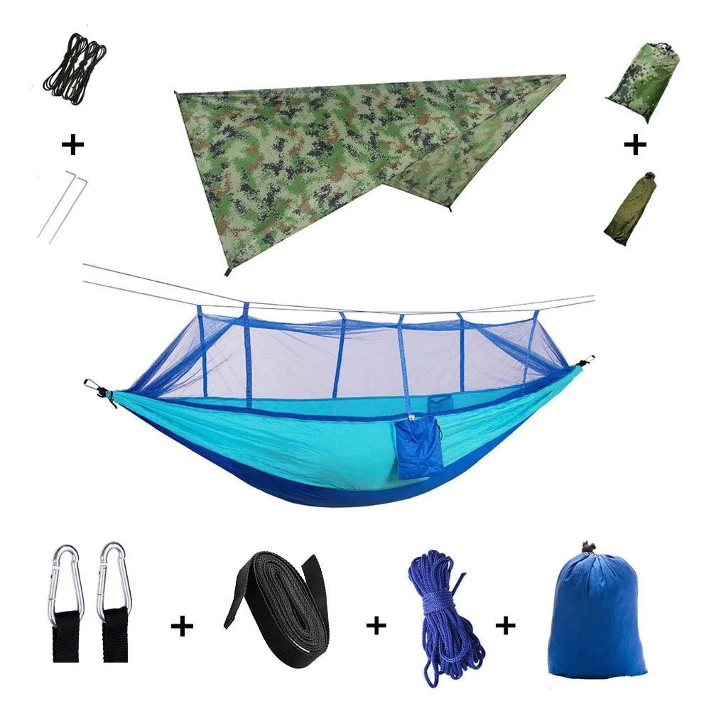 🏕️ Anti Outdoor Camping Hammock with Mosquito Net & Rain Tent | Portable Camp Bed, Survival Gear & Shelter for Two-Person Use 🏞️