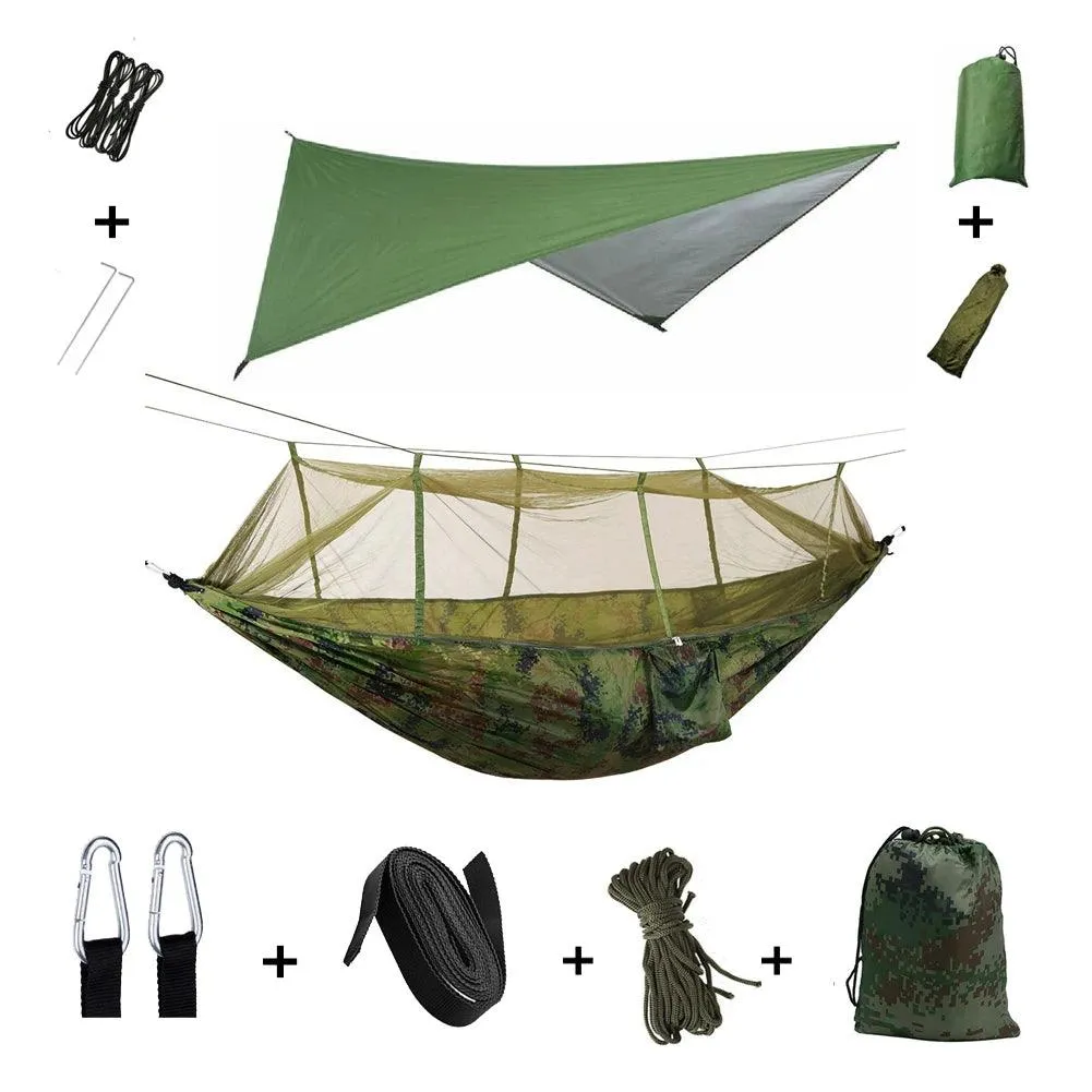 🏕️ Anti Outdoor Camping Hammock with Mosquito Net & Rain Tent | Portable Camp Bed, Survival Gear & Shelter for Two-Person Use 🏞️