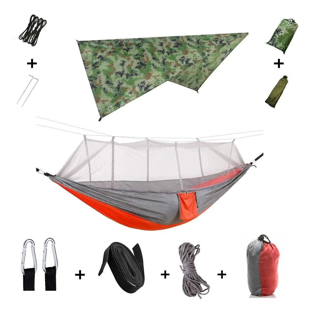 🏕️ Anti Outdoor Camping Hammock with Mosquito Net & Rain Tent | Portable Camp Bed, Survival Gear & Shelter for Two-Person Use 🏞️