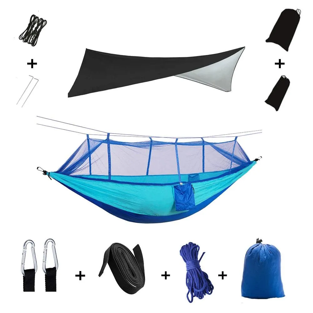 🏕️ Anti Outdoor Camping Hammock with Mosquito Net & Rain Tent | Portable Camp Bed, Survival Gear & Shelter for Two-Person Use 🏞️