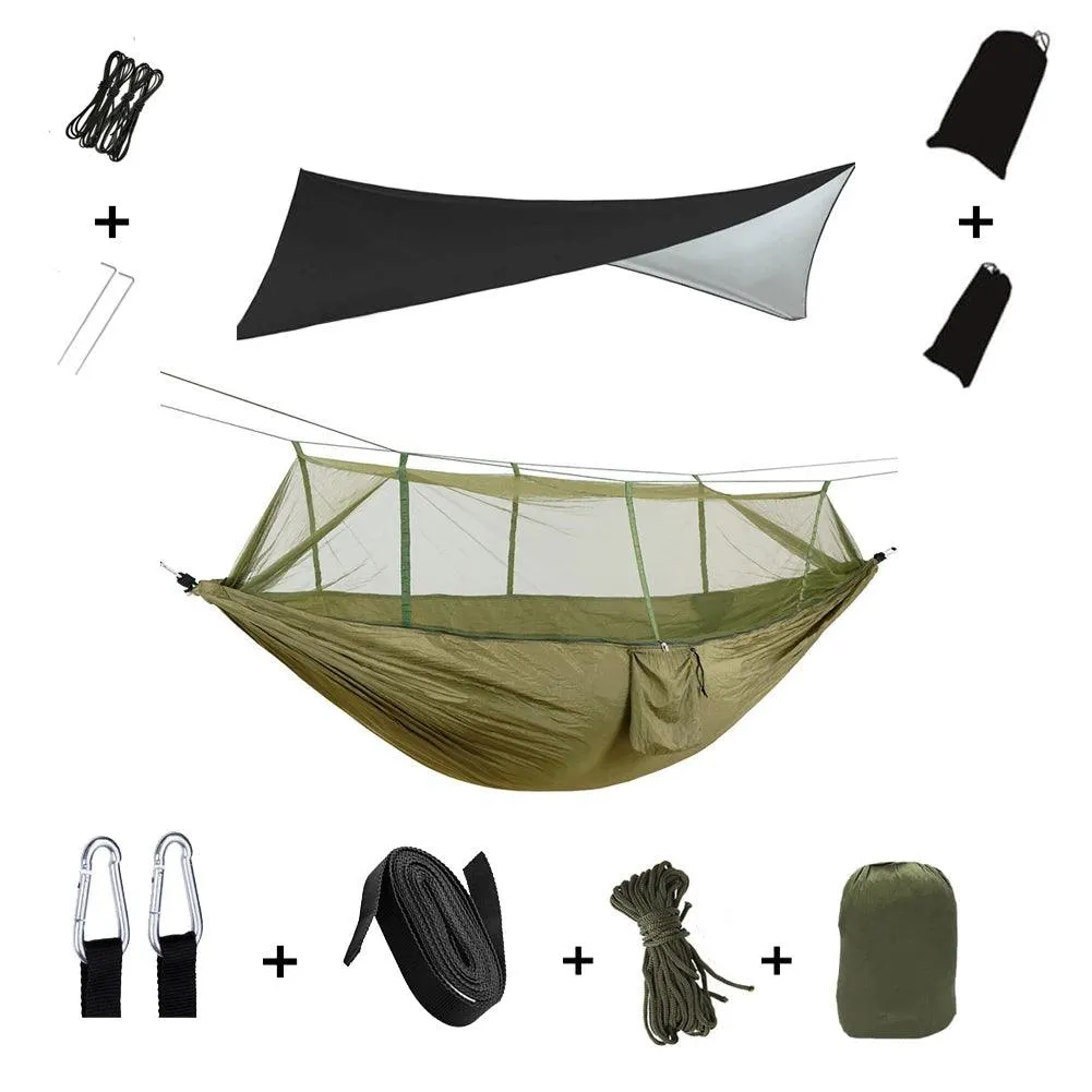 🏕️ Anti Outdoor Camping Hammock with Mosquito Net & Rain Tent | Portable Camp Bed, Survival Gear & Shelter for Two-Person Use 🏞️