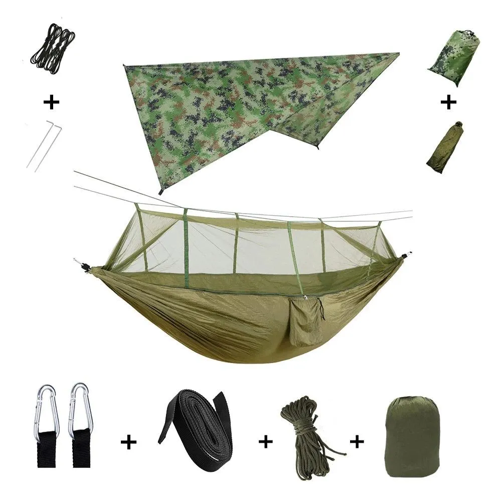 🏕️ Anti Outdoor Camping Hammock with Mosquito Net & Rain Tent | Portable Camp Bed, Survival Gear & Shelter for Two-Person Use 🏞️