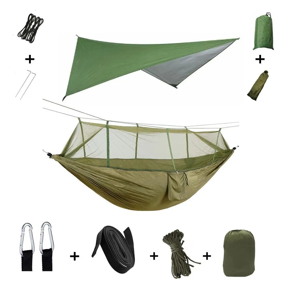 🏕️ Anti Outdoor Camping Hammock with Mosquito Net & Rain Tent | Portable Camp Bed, Survival Gear & Shelter for Two-Person Use 🏞️