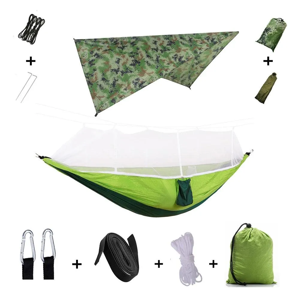 🏕️ Anti Outdoor Camping Hammock with Mosquito Net & Rain Tent | Portable Camp Bed, Survival Gear & Shelter for Two-Person Use 🏞️