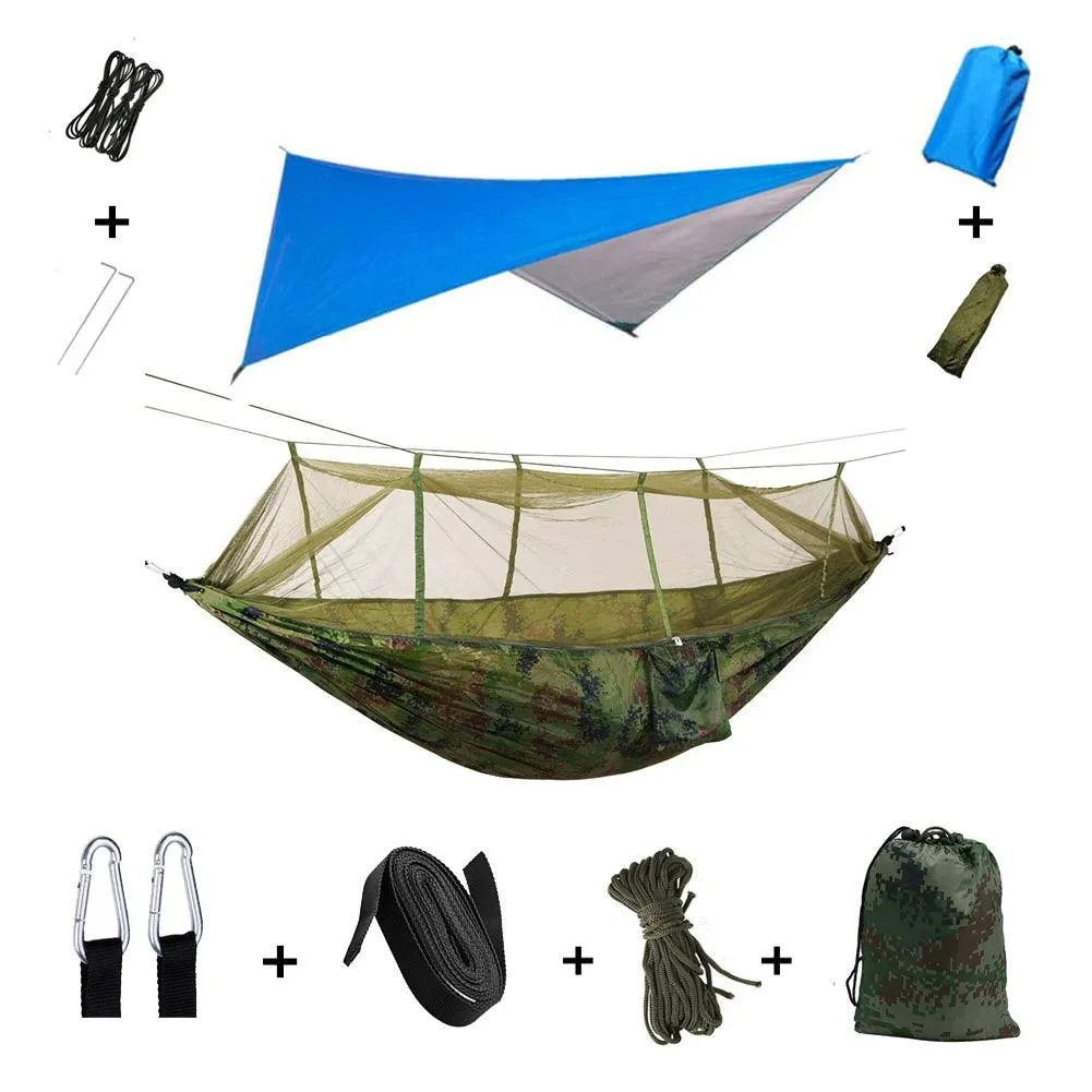 🏕️ Anti Outdoor Camping Hammock with Mosquito Net & Rain Tent | Portable Camp Bed, Survival Gear & Shelter for Two-Person Use 🏞️