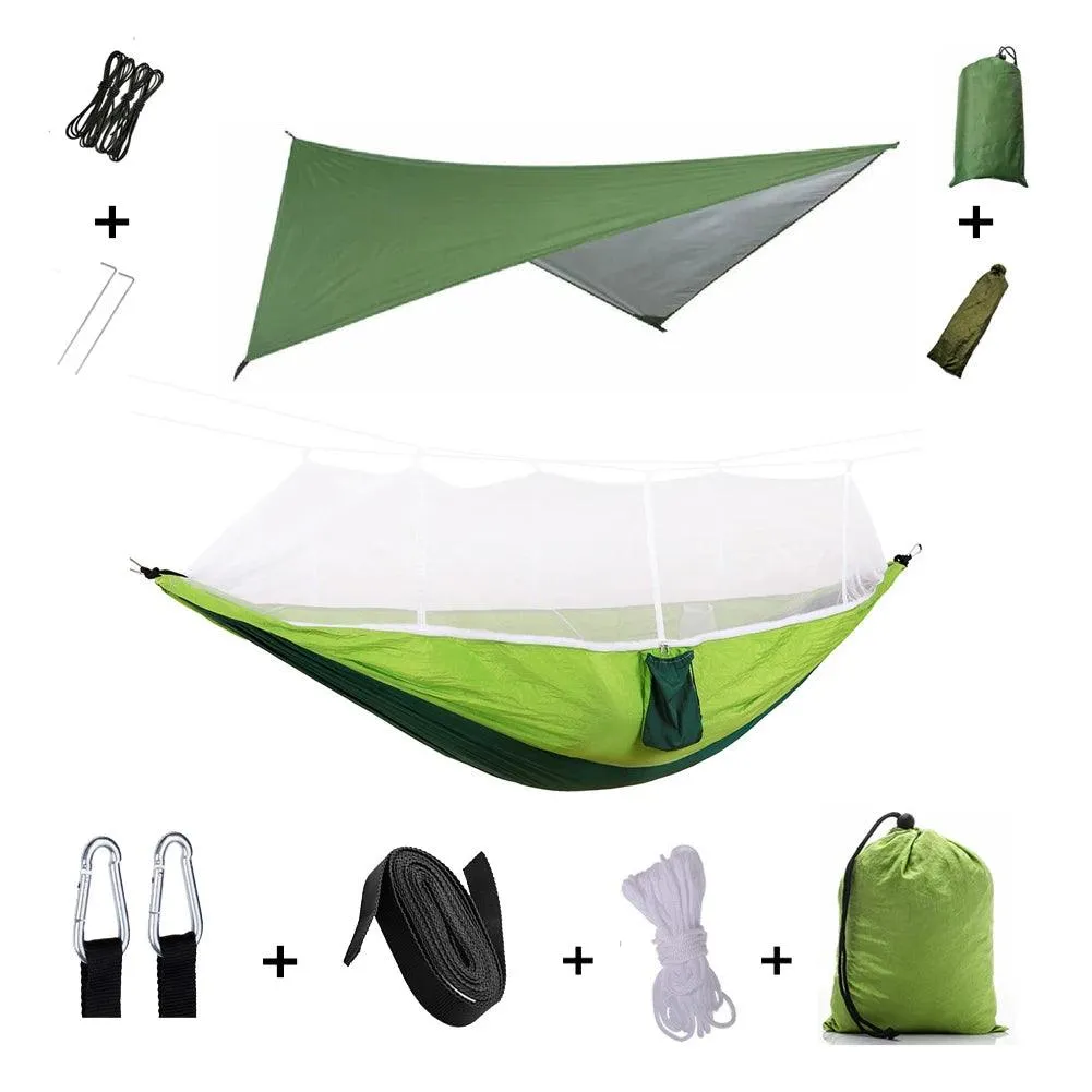 🏕️ Anti Outdoor Camping Hammock with Mosquito Net & Rain Tent | Portable Camp Bed, Survival Gear & Shelter for Two-Person Use 🏞️