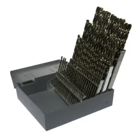 #1-60 Wire Gauge Size 60 Piece Black & Gold Jobber Length Drill Bit Set