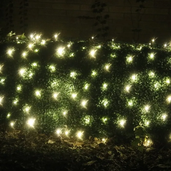 100-light Warm White 5mm LED Net Lights, White Wire