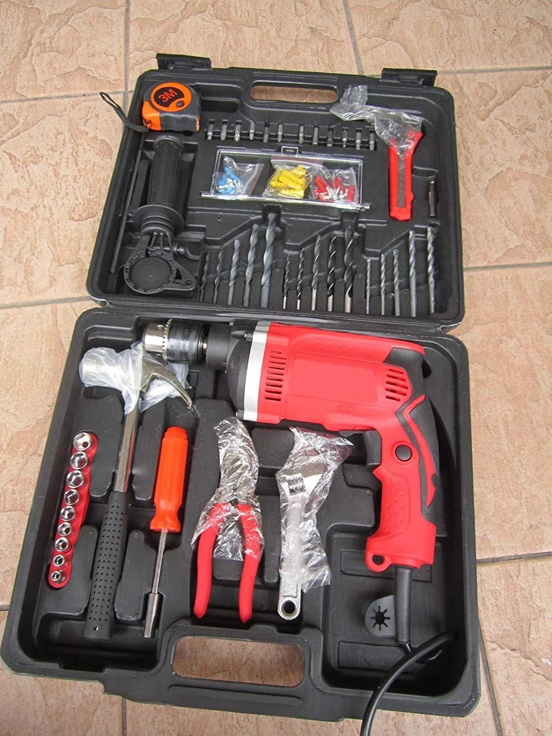 100  Pcs Drill Toolkit With Powerful 13 mm Drill Machine Set