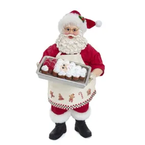 10.5" Fabriche Santa and Tray of Santa Face Cake