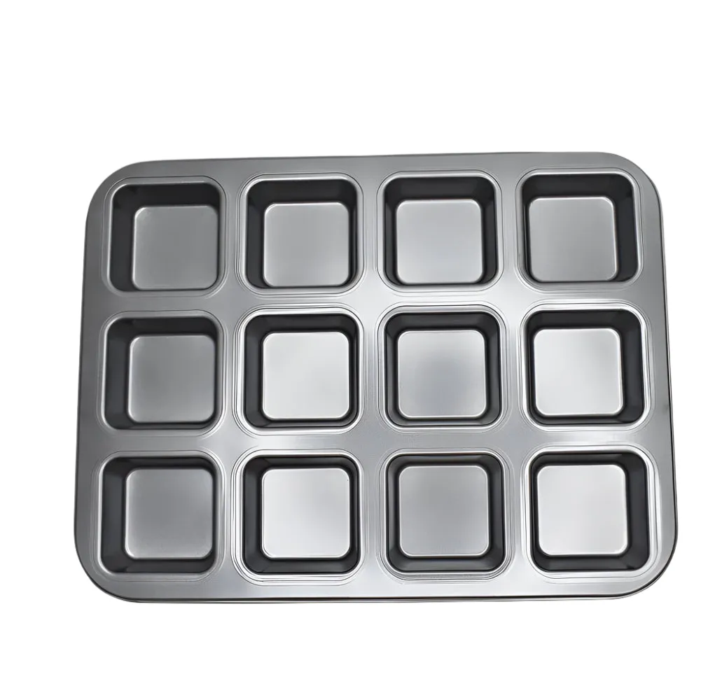 12 in 1 Square Muffin & Cupcake Baking Tray – Perfect for Baking Treats BT085