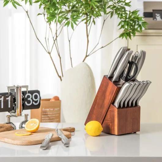 14-Piece Kitchen Knife Set Stainless Steel Knife Block Set with Sharpener