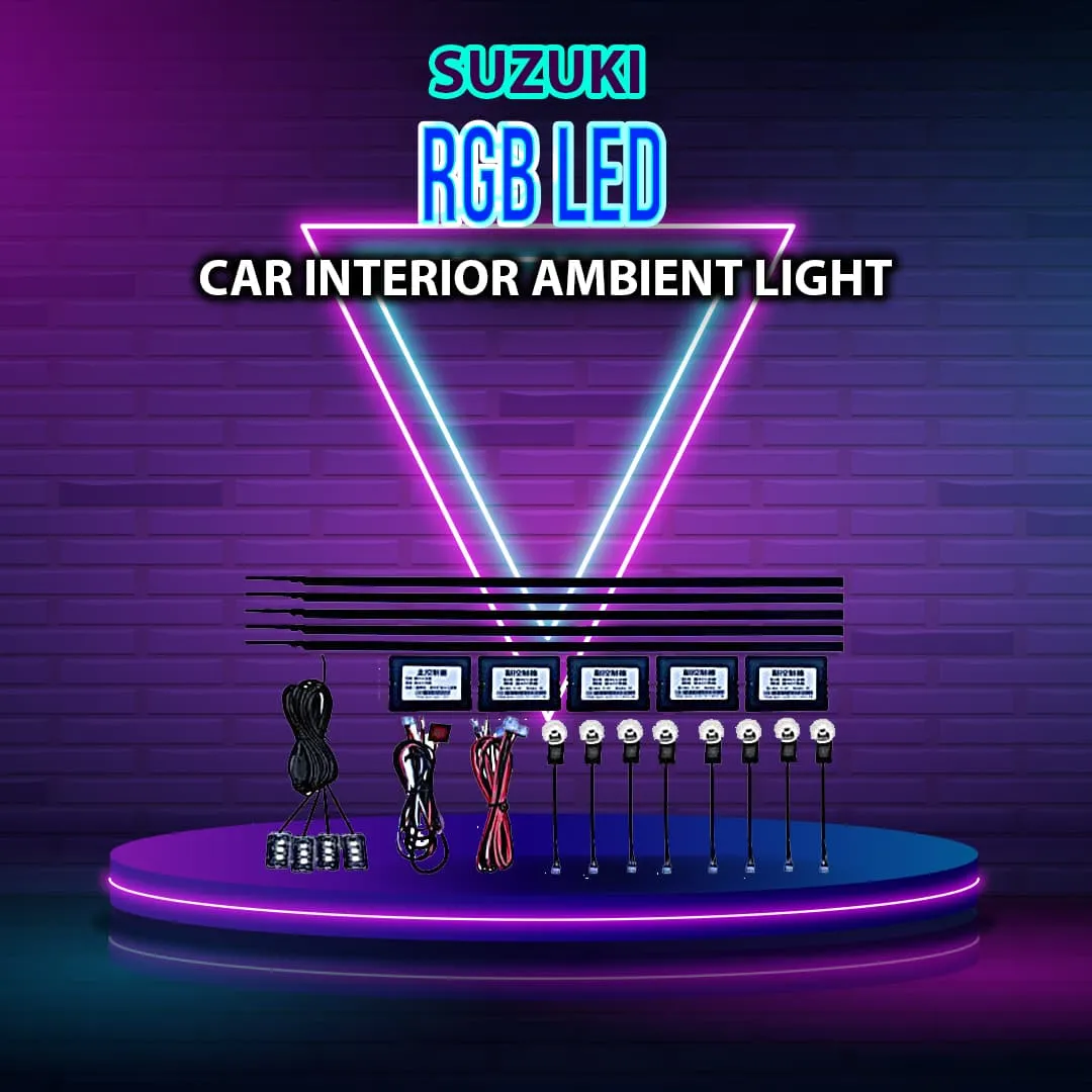 18 in 1 RGB LED Car Interior Ambient Light - Single Color | App Controlled - Interior Acrylic 18 Points Atmosphere Light