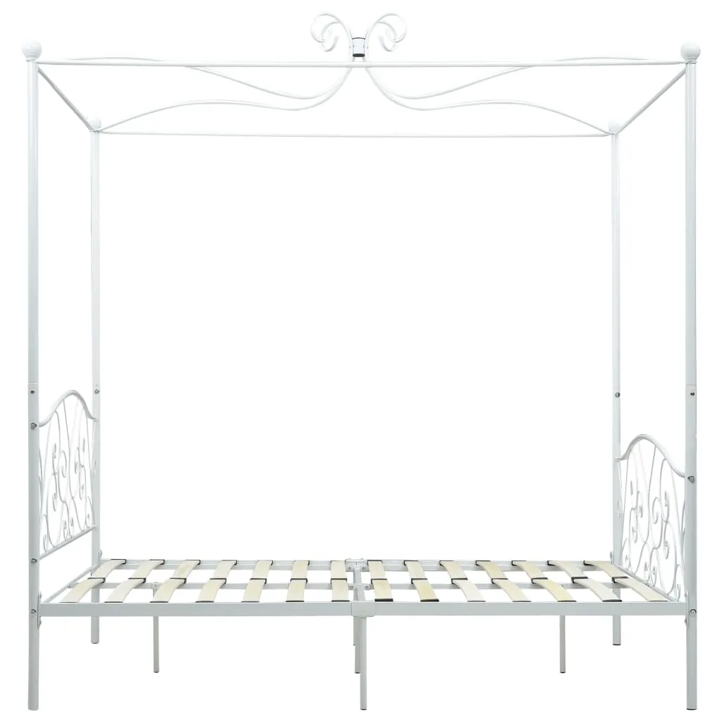 284470 vidaXL Canopy Bed Frame without Mattress White Metal 120x200 cm