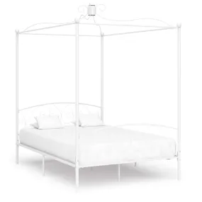 284470 vidaXL Canopy Bed Frame without Mattress White Metal 120x200 cm