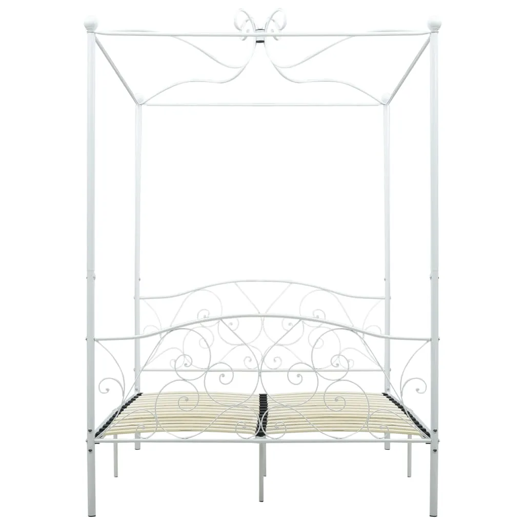 284470 vidaXL Canopy Bed Frame without Mattress White Metal 120x200 cm