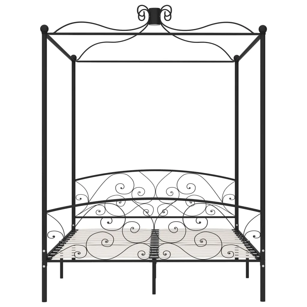 284478 vidaXL Canopy Bed Frame without Mattress Black Metal 160x200 cm