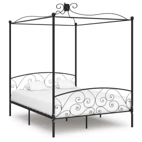 284478 vidaXL Canopy Bed Frame without Mattress Black Metal 160x200 cm