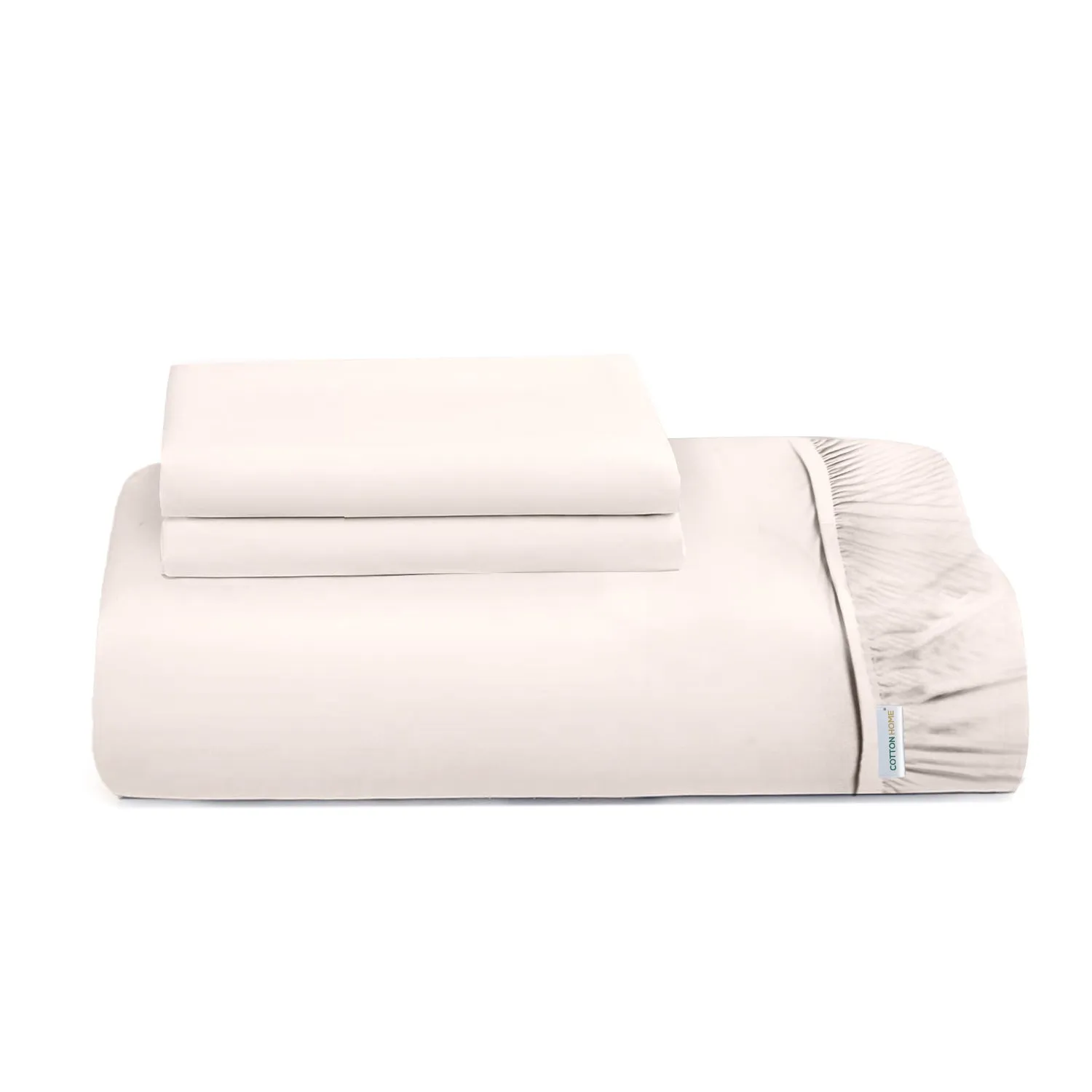 3 Piece Fitted Sheet Set Super Soft Ivory Super King Size 200x200 30cm with 2 Pillow Case