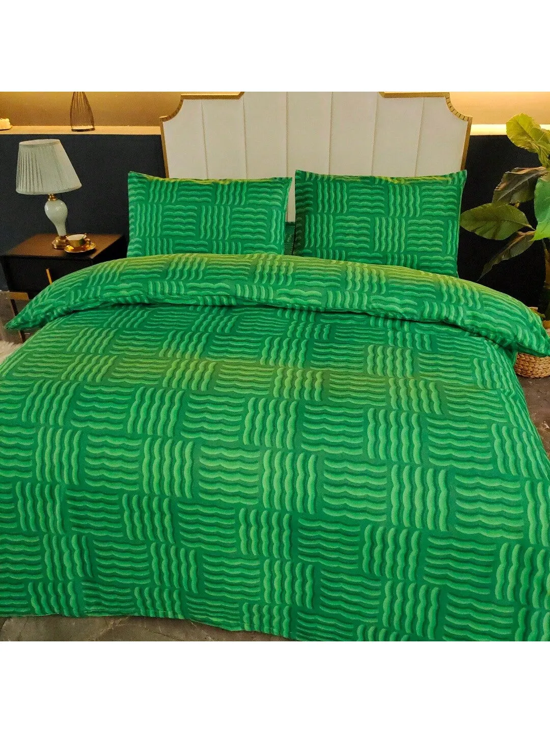 3 Piece Green Dacron Bedding Set - Ultrafine Fiber, Fade Resistant, Easy to Manage - Perfect for All Seasons(1*Duvet Cover   2*Pillowcases, Without Core)