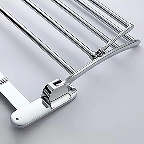 304 Grade Dual Folding Towel Rack for Bathroom/Towel Stand/Hanger/Bathroom Organizer Stainless Steel Folding Towel Rack for Bathroom/Towel Stand/Hanger/Bathroom Accessories (18 INCH)