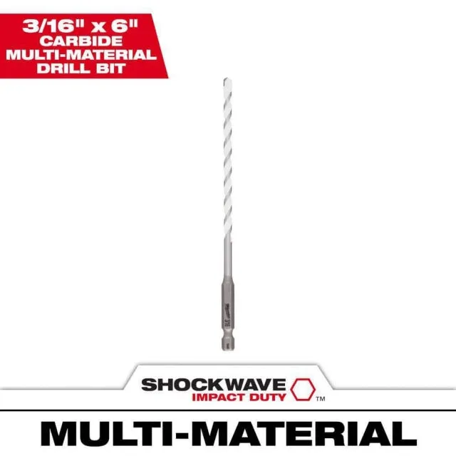 3/16 In. Shockwave Carbide Multi-material Drill Bit