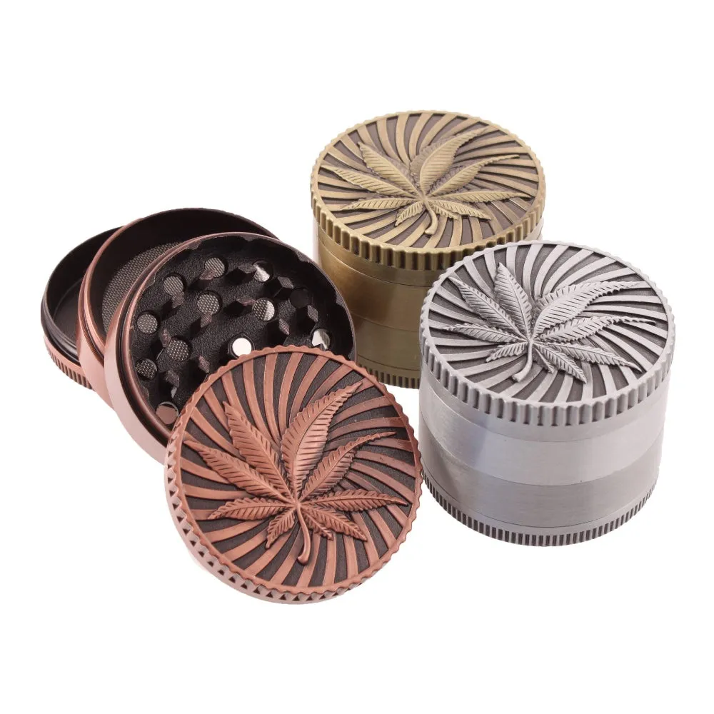 4 Part Metal Grinder - 3D Leaf - 50mm