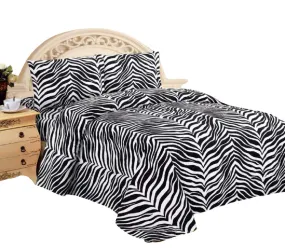 4 Piece Zebra Super Soft Executive Collection 1500 Series Bed Sheet Set