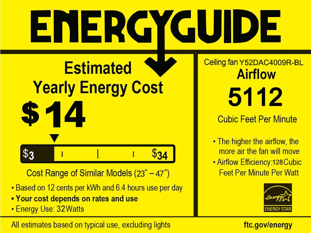 52" Modern Ceiling Fan with Dual Finish Reversible Blades, Fandelier-Matte Black