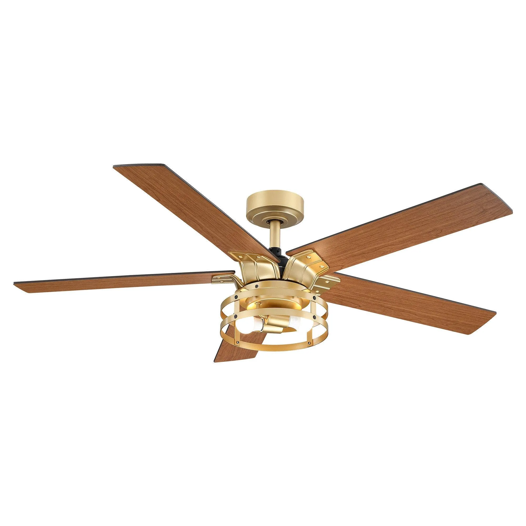 52" Prayag Industrial Downrod Mount Reversible Ceiling Fan with Lighting and Remote Control