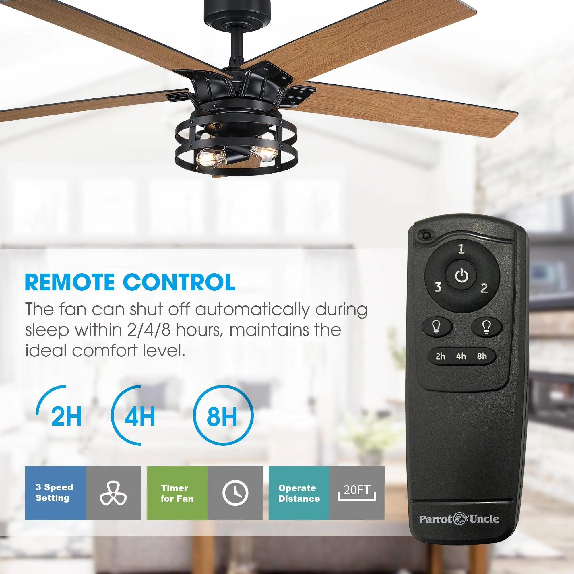 52" Prayag Industrial Downrod Mount Reversible Ceiling Fan with Lighting and Remote Control