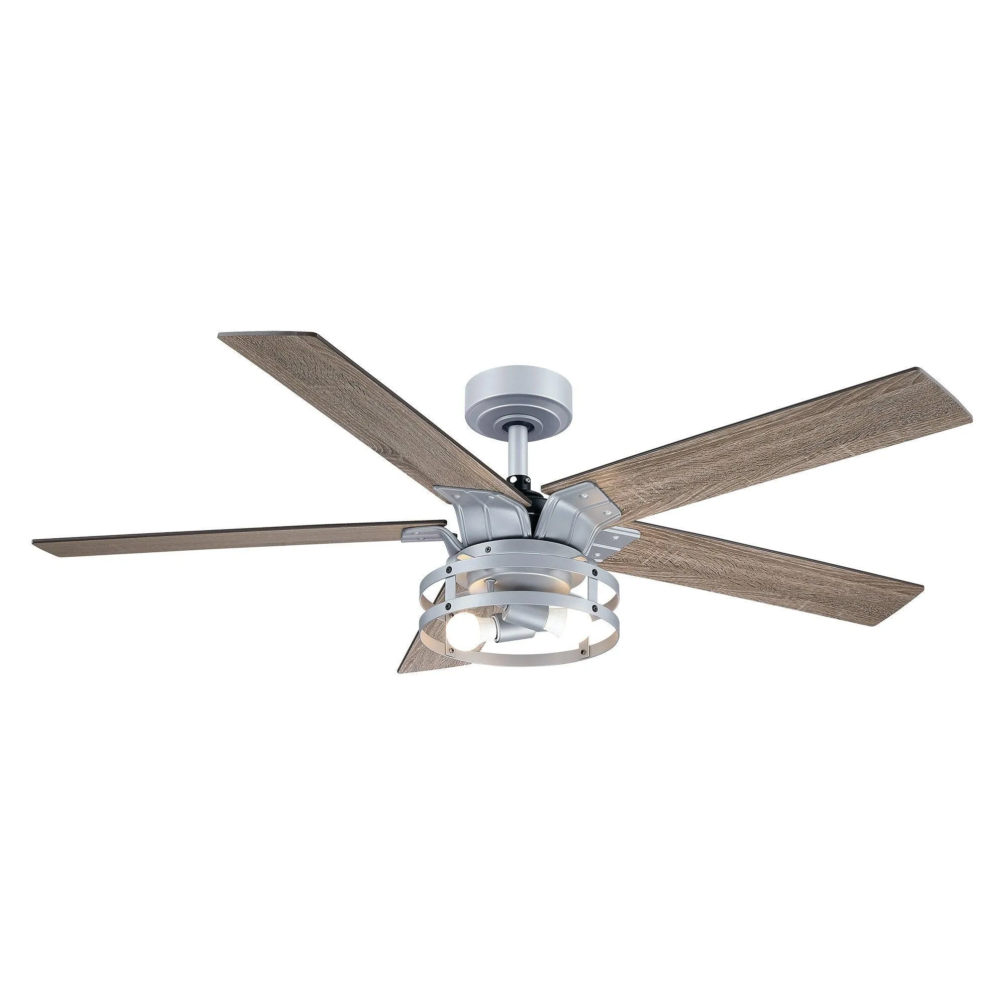 52" Prayag Industrial Downrod Mount Reversible Ceiling Fan with Lighting and Remote Control