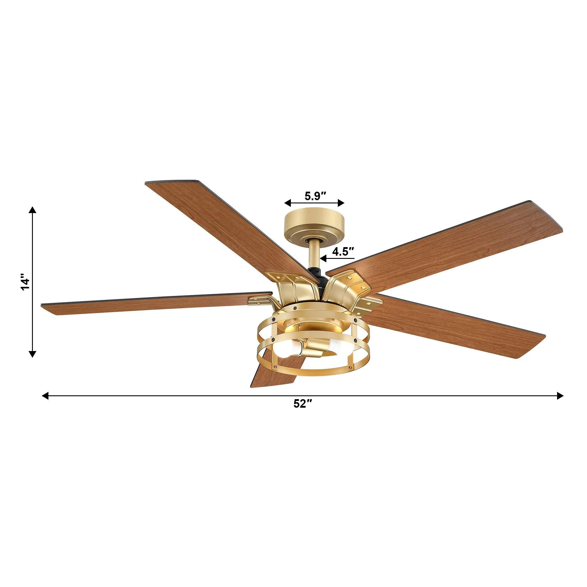 52" Prayag Industrial Downrod Mount Reversible Ceiling Fan with Lighting and Remote Control