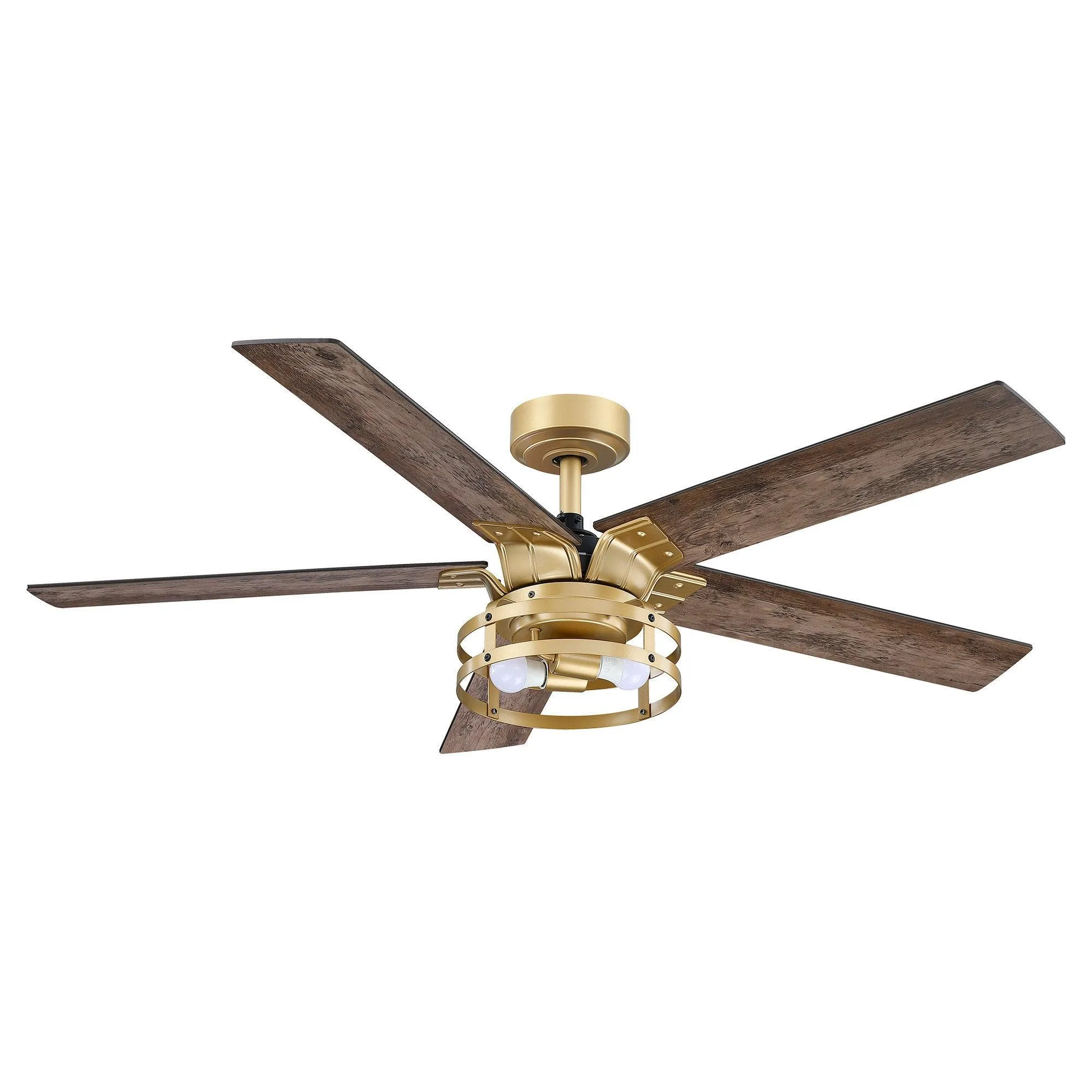 52" Prayag Industrial Downrod Mount Reversible Ceiling Fan with Lighting and Remote Control