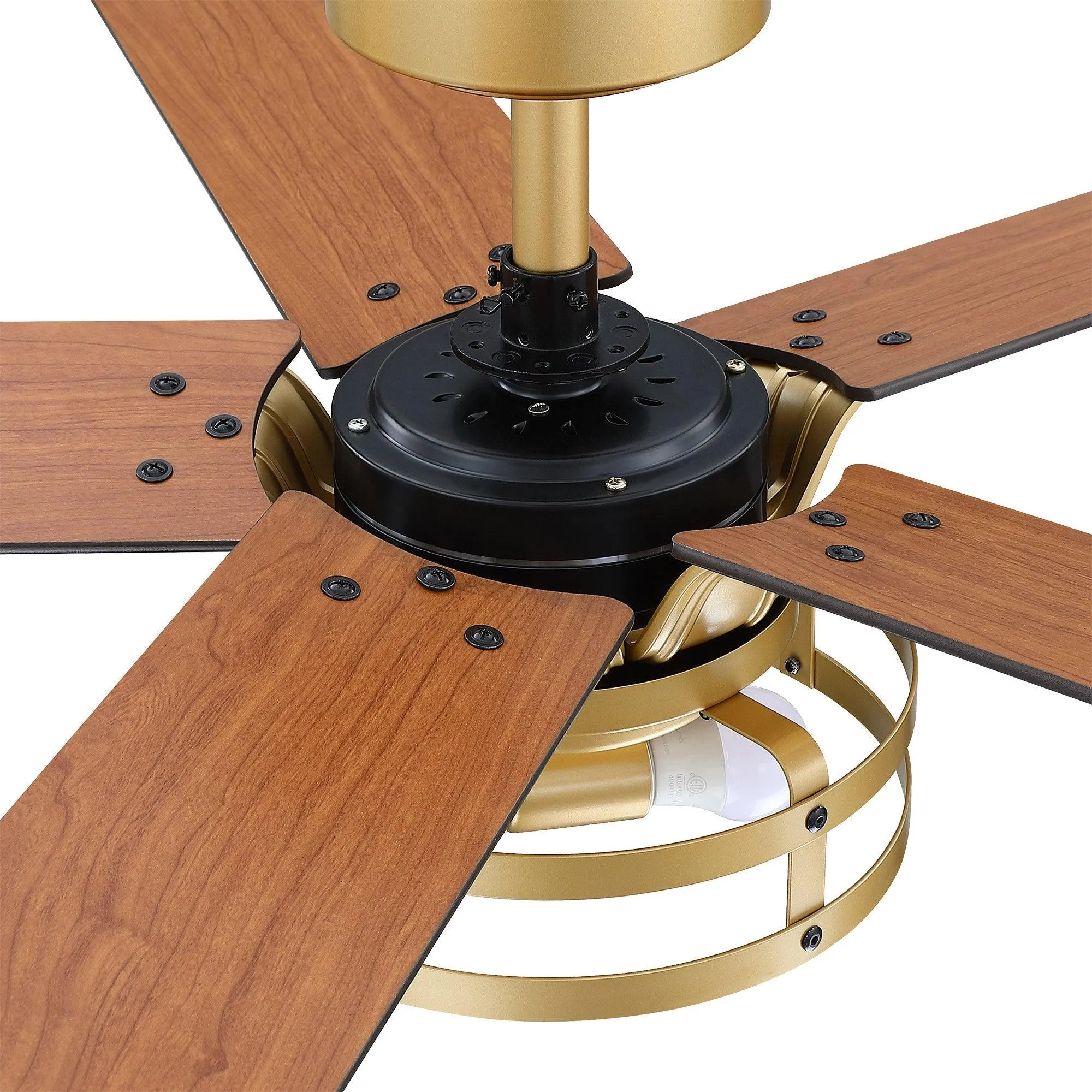 52" Prayag Industrial Downrod Mount Reversible Ceiling Fan with Lighting and Remote Control