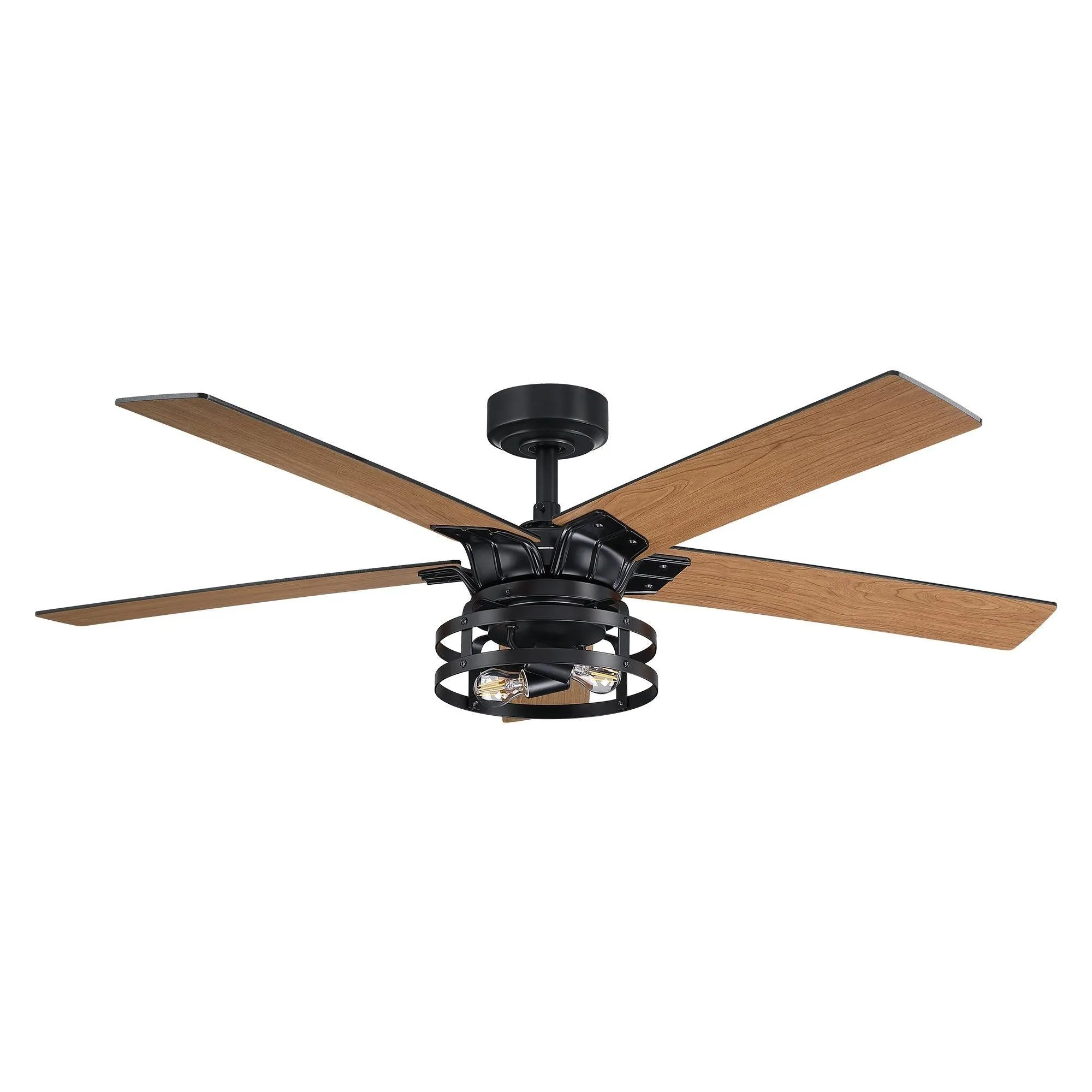 52" Prayag Industrial Downrod Mount Reversible Ceiling Fan with Lighting and Remote Control