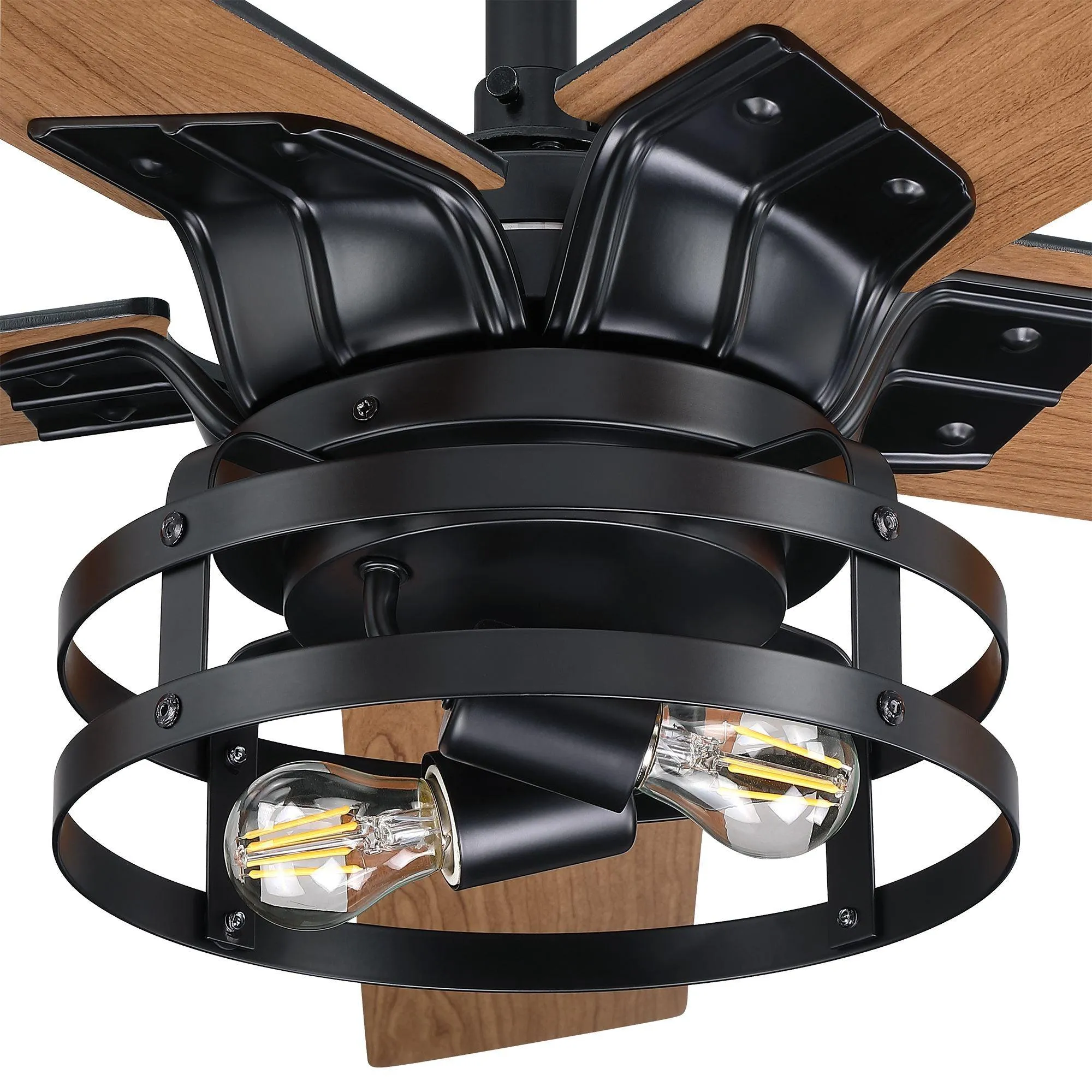 52" Prayag Industrial Downrod Mount Reversible Ceiling Fan with Lighting and Remote Control