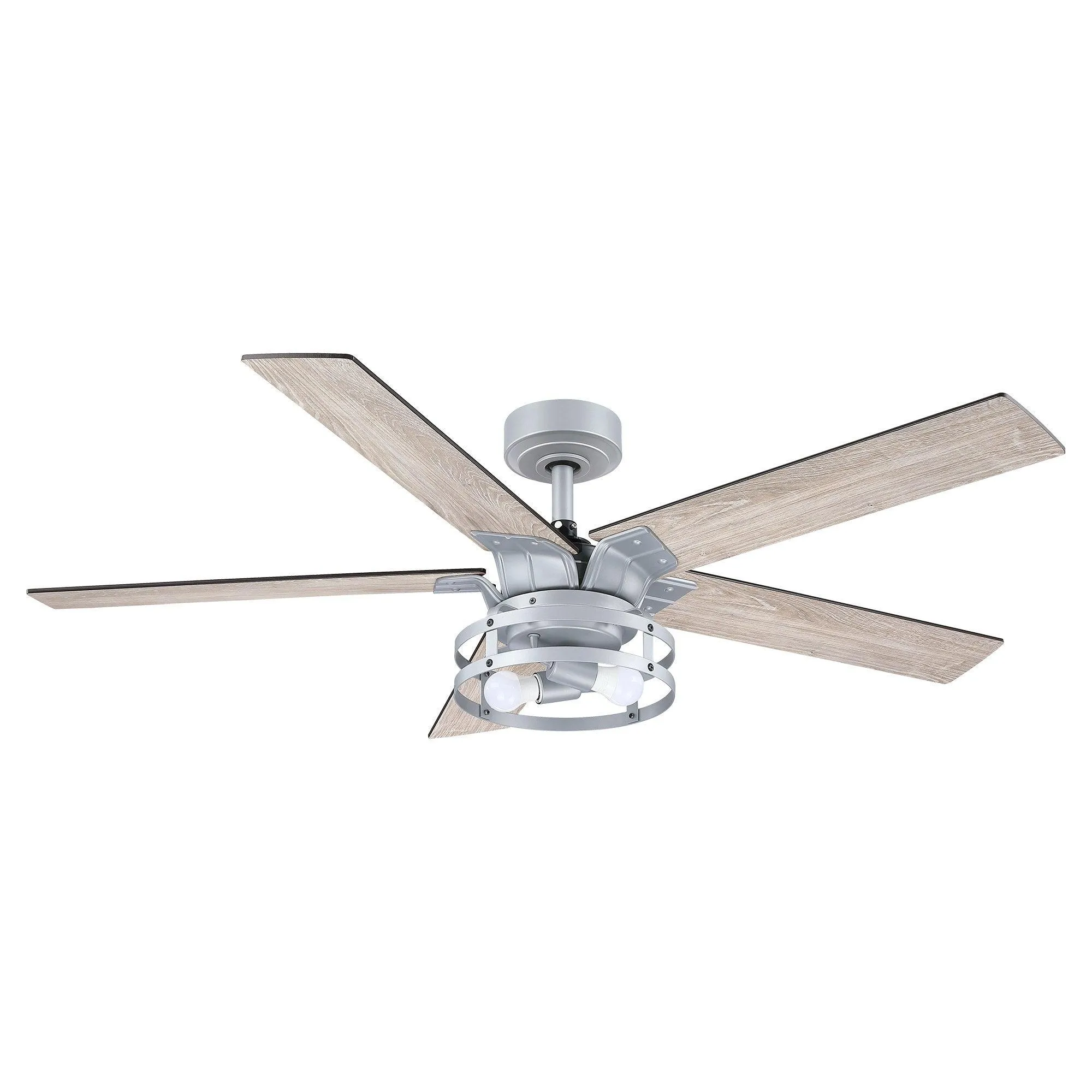 52" Prayag Industrial Downrod Mount Reversible Ceiling Fan with Lighting and Remote Control