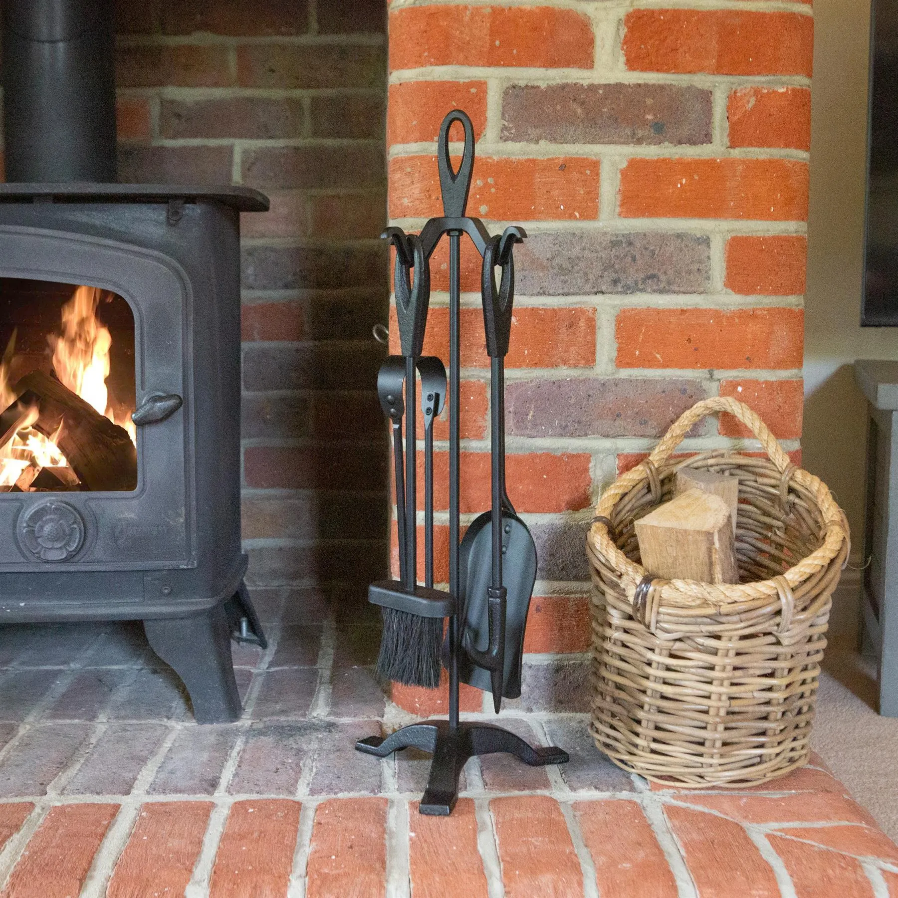 5pc Black 'Slindon' Fireside Companion Set - By Hammer & Tongs