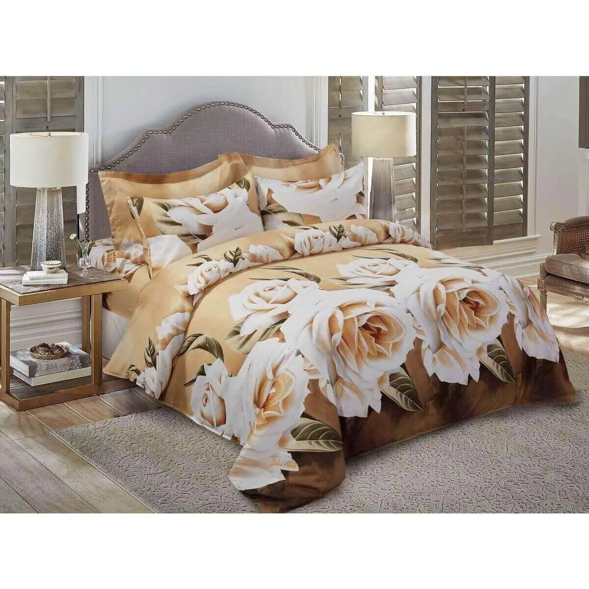 6 Piece Duvet Cover Set, Floral Bedding King& Queen size