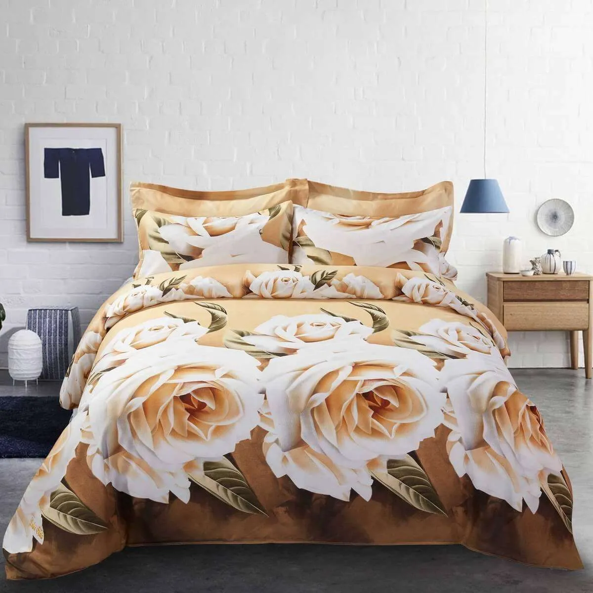 6 Piece Duvet Cover Set, Floral Bedding King& Queen size